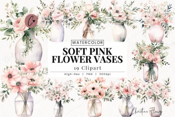 Download Watercolor Soft Pink Flower Vase Clipart - Clip Collection