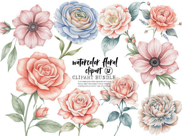 Download Watercolor Floral Clipart Bundle - Clip Collection
