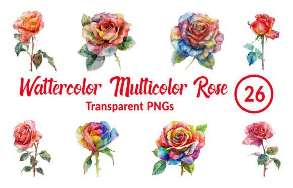 Download Watercolor Multicolor Rose Clipart - Clip Collection