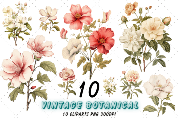 Download Vintage Botanical Flowers Clipart Set - Clip Collection