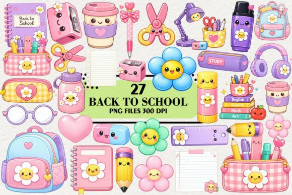 Download Kawaii Back to School Clipart Bundle - Clip Collection