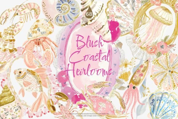Download Blush Gold Coastal Clipart Set - Clip Collection